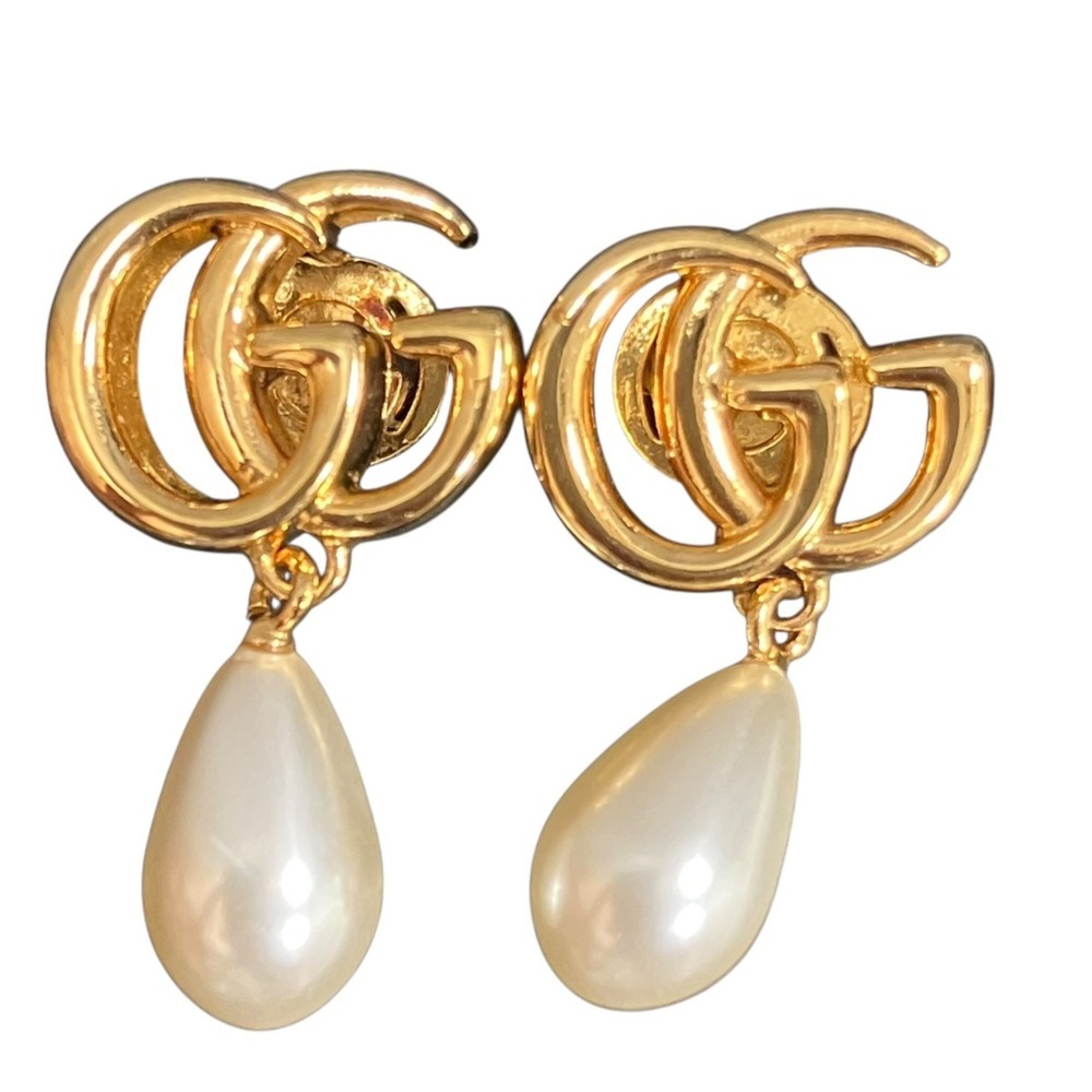 Gucci Double G Pearl Drop Earrings, Total Weight 4.2g, GP 815307